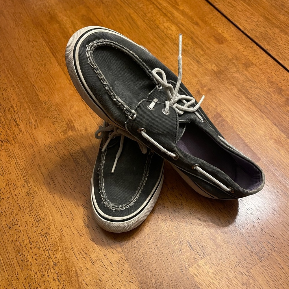 Women’s Sperry boat shoe loafer distressed denim color